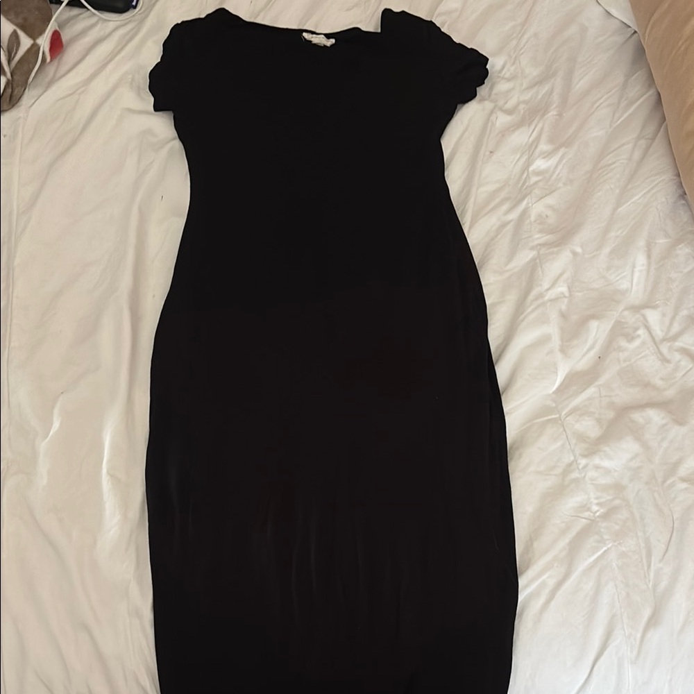 See You Monday Black Puff Sleeve Bodycon Dress